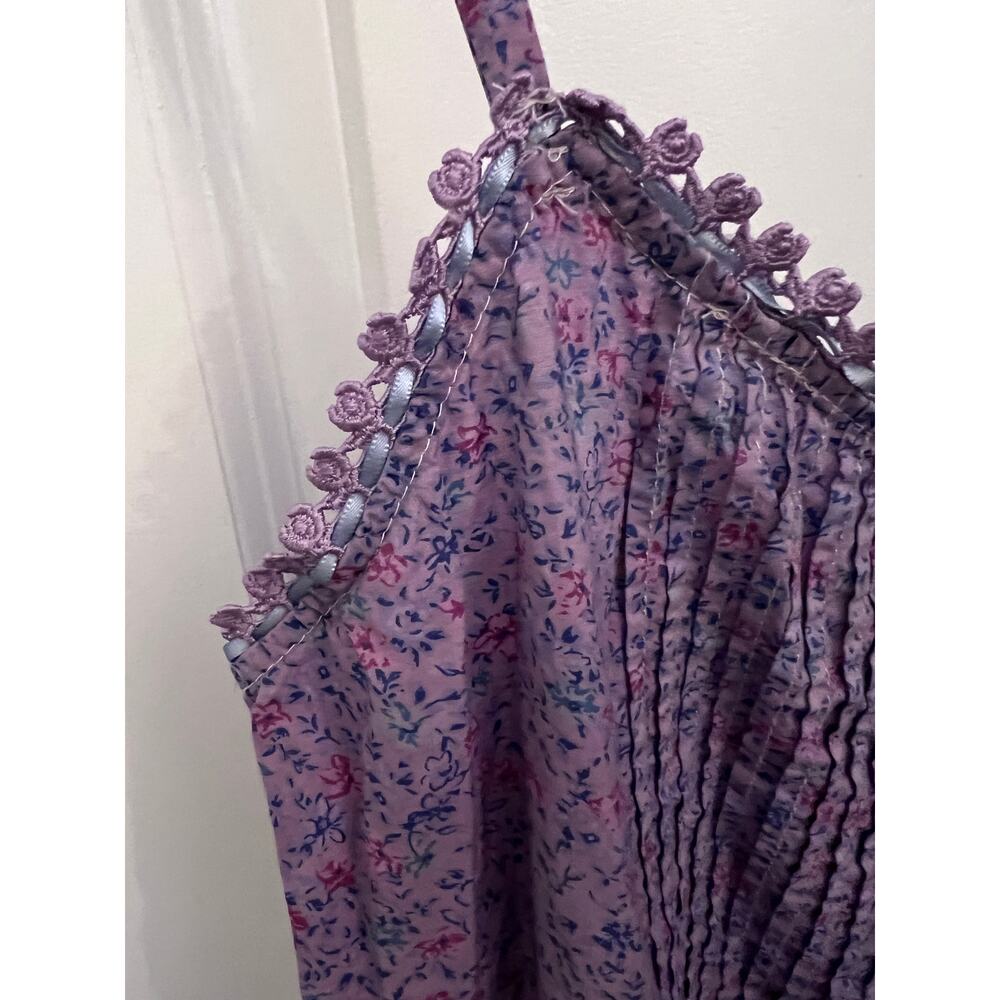 Eileen West Purple Ditsy Floral Pintuck Ballet Nightgown M prairie Victorian - Picture 6 of 9